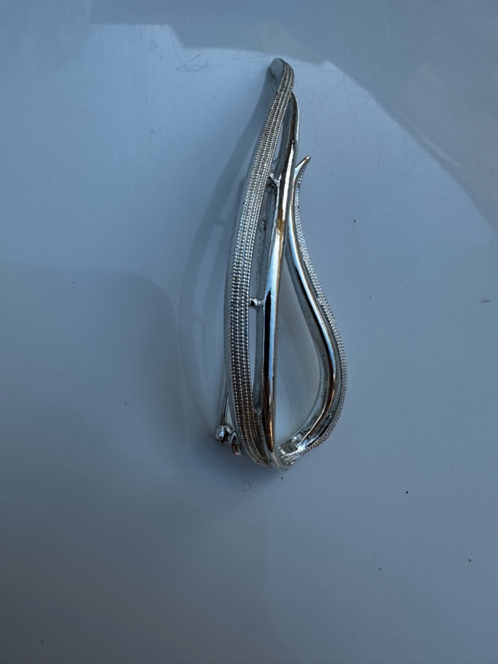Vintage Sarah Coventry Silver Tone Abstract Leaf Brooch Modernist Pin - Picture 5 of 8